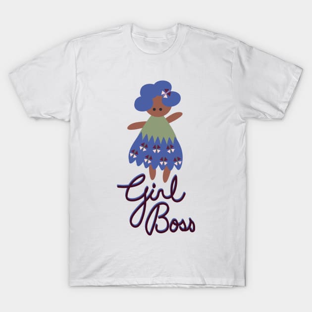 Girl Boss in Blue and Green T-Shirt by FrancesPoff